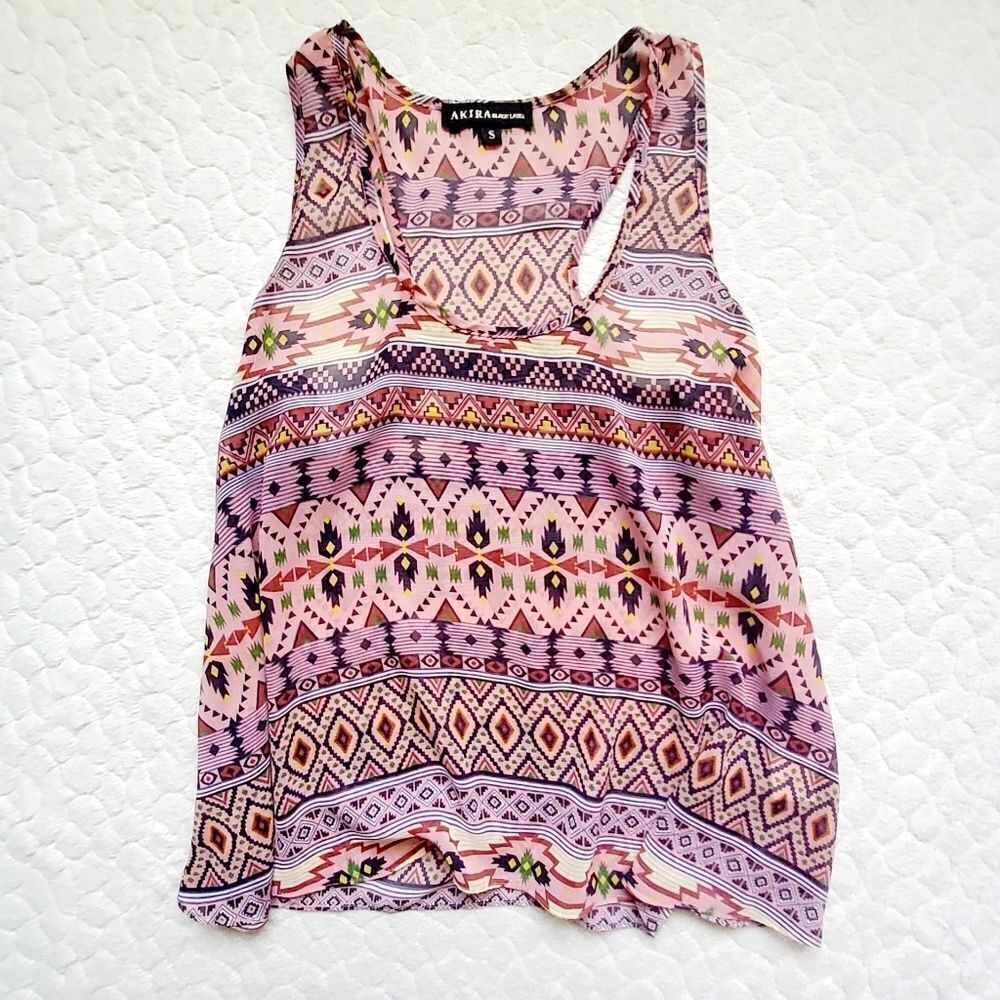 Akira Black Label tank top southwest boho small